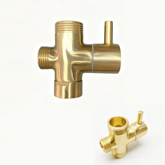 Unlacquered Brass 3-Way Diverter Valve, Solid Shower Adapter – detail view