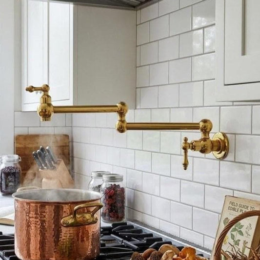 Unlacquered Brass Pot Filler Faucet – detail view
