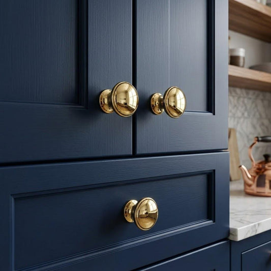 Unlacquered Solid Brass Cabinet Knob, Luxury Furniture Pull – detail view