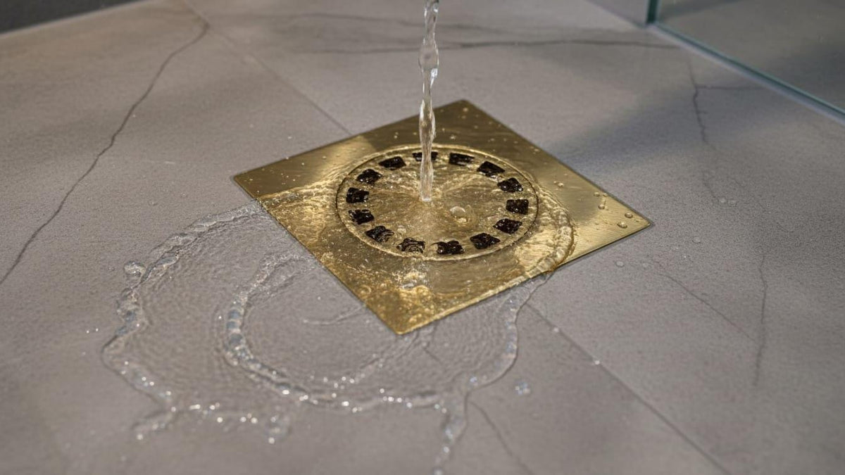 Square Solid Brass Shower Drain, Antique Brass Finish