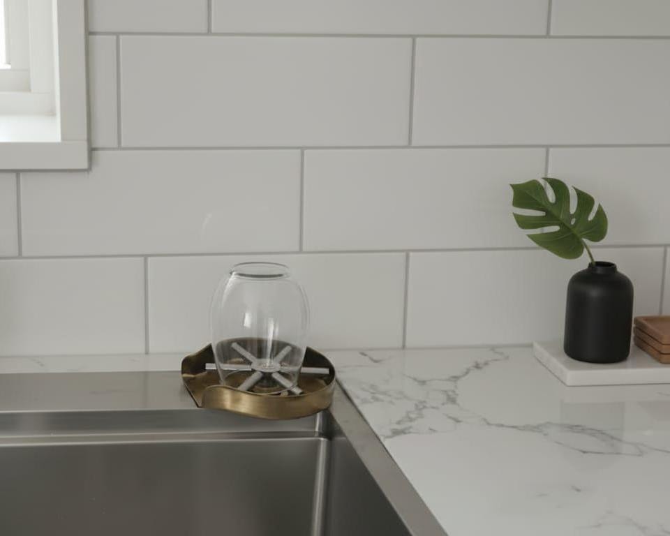 Unlacquered Brass Glass Rinser, Modern Gold Bar Accessory – close-up of the finish
