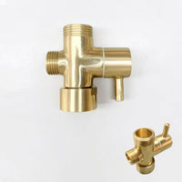 Unlacquered Brass 3-Way Diverter Valve, Solid Shower Adapter, Bidet Splitter (G1/2 G3/4)