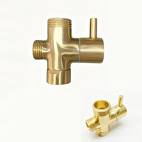 Unlacquered Brass 3-Way Diverter Valve, Solid Shower Adapter, Bidet Splitter (G1/2 G3/4)