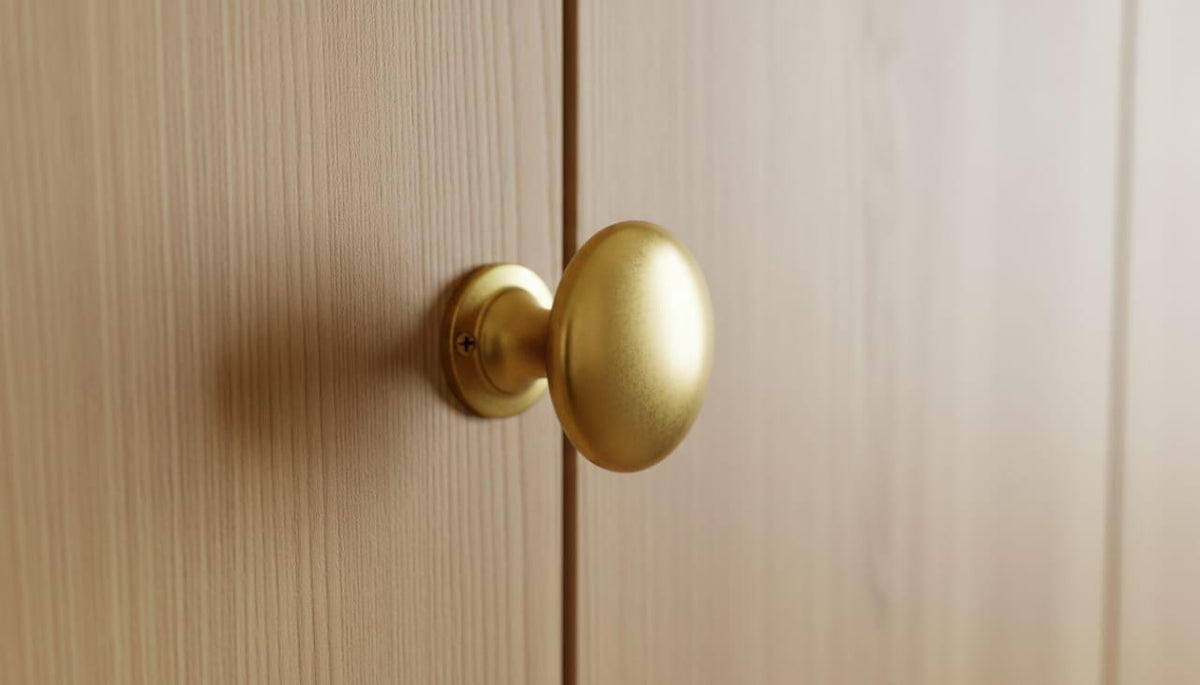 Unlacquered Brass Oval Cabinet Knob, Solid Drawer Pull – detail view