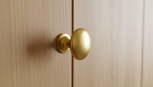 Unlacquered Brass Oval Cabinet Knob, Solid Drawer Pull – detail view