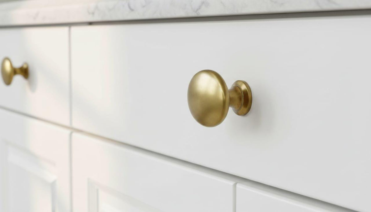 Unlacquered Brass Oval Cabinet Knob, Solid Drawer Pull