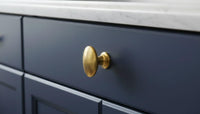 Unlacquered Brass Oval Cabinet Knob, Solid Drawer Pull, Antique Gold Furniture Handle