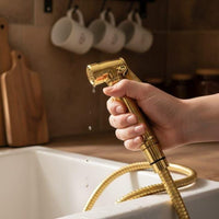 Unlacquered Brass Kitchen Side Sprayer, Solid Sink Sprayer with Trigger Handle