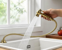 Unlacquered Brass Kitchen Side Sprayer, Solid Brass Faucet Spray Attachment, Farmhouse Sink Hose