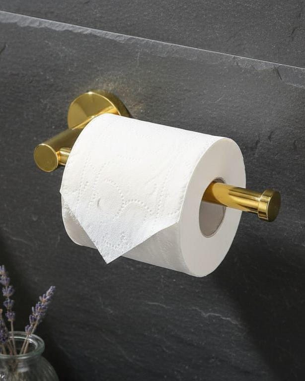 Solid Brass Toilet Paper Holder, Gold Bathroom Accessory – detail view