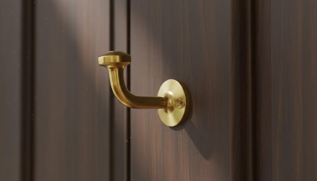 Unlacquered Brass Wall Hook – close-up of the finish