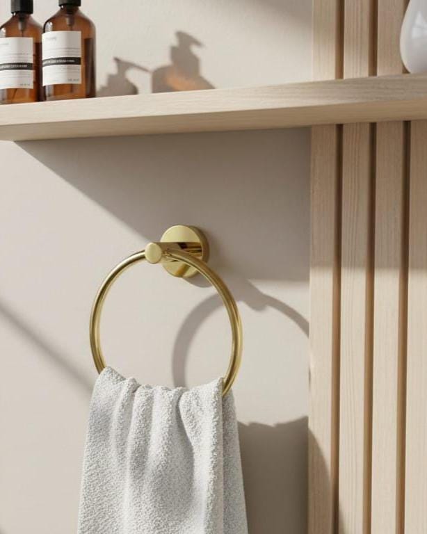 Gold Brass Towel Ring – close-up of the finish