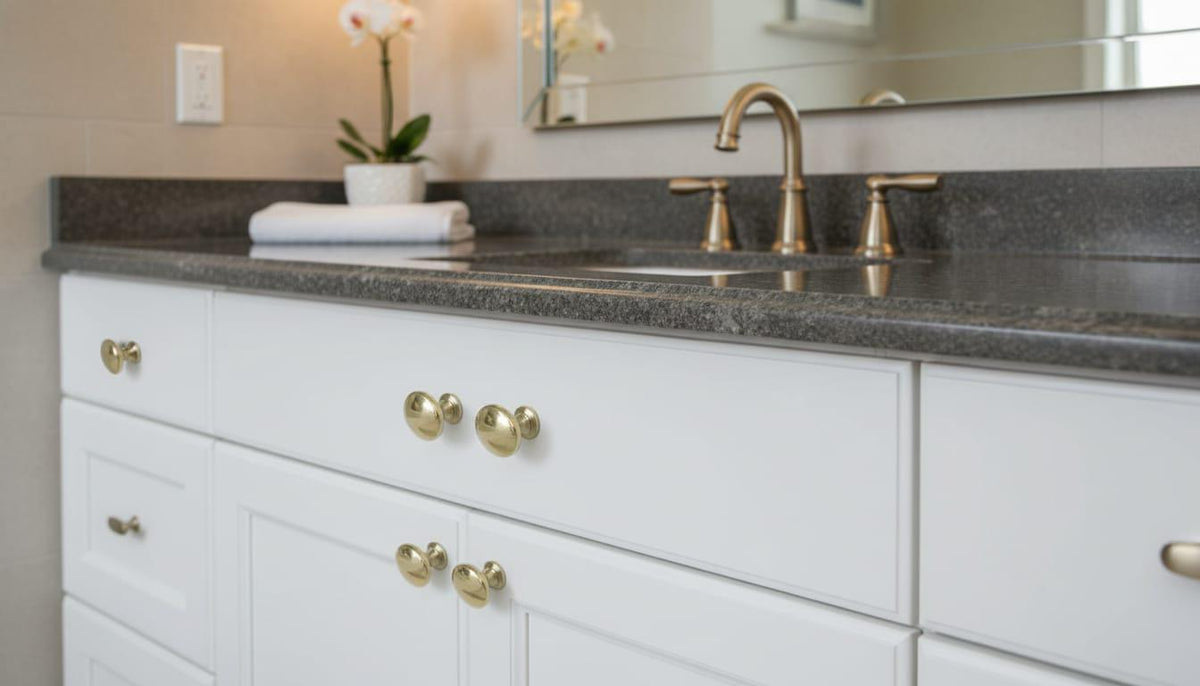 Solid Brass Round Cabinet Knobs, Modern Luxury Drawer Pulls – alternate angle