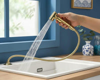 Unlacquered Brass Kitchen Side Sprayer, Solid Sink Sprayer with Trigger Handle