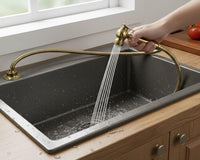 Unlacquered Brass Kitchen Side Sprayer, Solid Brass Faucet Spray Attachment, Farmhouse Sink Hose