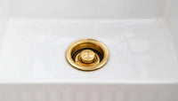 Unlacquered Brass Kitchen Sink Waste, Solid Drain Strainer, Farmhouse Luxury Hardware