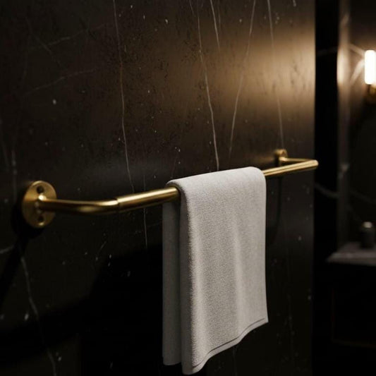 Unlacquered Brass Towel Bar, Wall Mounted Minimalist Holder – detail view