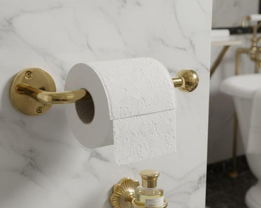 Golden Brass Toilet Paper Holder, Wall Mount