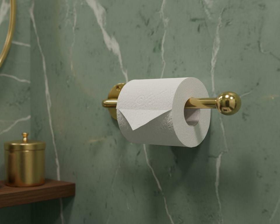 Golden Brass Toilet Paper Holder, Wall Mount – close-up of the finish