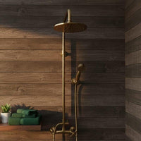 Unlacquered Brass Shower System, Rainfall Wall Mount Fixture with Handheld Sprayer