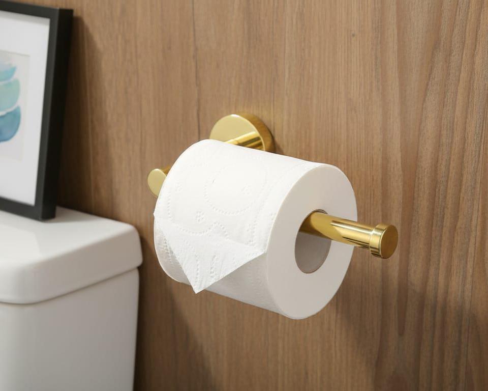 Solid Brass Toilet Paper Holder, Gold Bathroom Accessory – alternate angle