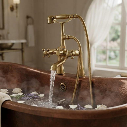 Unlacquered Brass Tub Faucet, Vintage Clawfoot Fixture