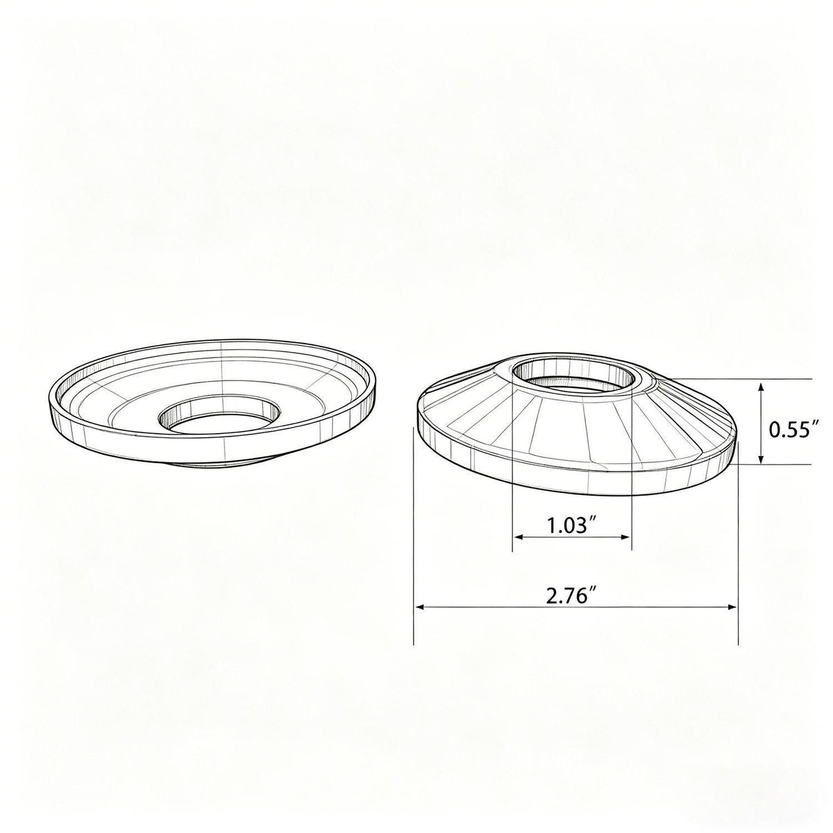 Solid Brass Shower Escutcheon Plate Set, Brass Wall Cover – alternate angle