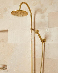 Brass Outdoor Shower System, Wall Mount Rain Handheld, Vintage Garden Fixture