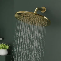 Unlacquered Brass Rain Shower Head, Gold Wall Mount Fixture, Modern Bathroom System