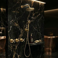 Unlacquered Brass Angle Rainfall Shower System with Handheld Sprayer, Wall Mounted Luxury Bathroom Fixture