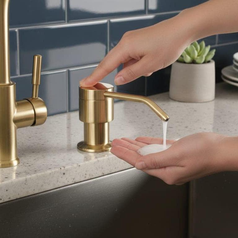 Unlacquered Brass Soap Dispenser – close-up of the finish