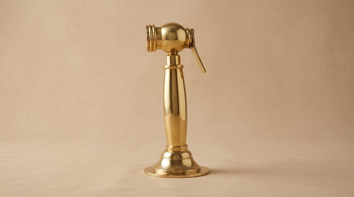 Unlacquered Brass Bidet Sprayer Set – close-up of the finish