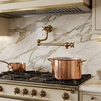 Unlacquered Brass Pot Filler Faucet: Wall Mount Folding Kitchen Tap, Vintage Double Joint Luxury
