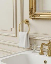 Gold Brass Towel Ring: Modern Minimalist Wall Mounted Bathroom Decor Holder