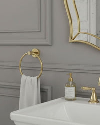 Gold Brass Towel Ring: Modern Minimalist Wall Mounted Bathroom Decor Holder
