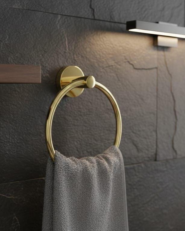 Gold Brass Towel Ring – alternate angle