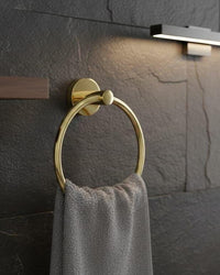 Gold Brass Towel Ring: Modern Minimalist Wall Mounted Bathroom Decor Holder