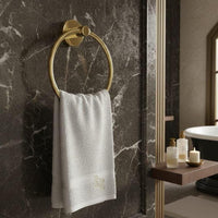 Gold Brass Towel Ring: Modern Minimalist Wall Mounted Bathroom Decor Holder