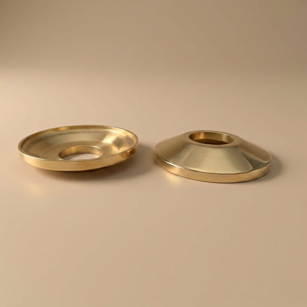 Solid Brass Shower Escutcheon Plate Set, Brass Wall Cover – detail view