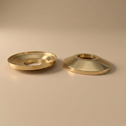 Solid Brass Shower Escutcheon Plate Set, Brass Wall Cover – detail view