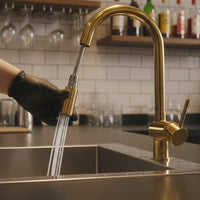 Unlacquered Brass Pull Down Kitchen Faucet, Modern Single Handle Mixer Tap