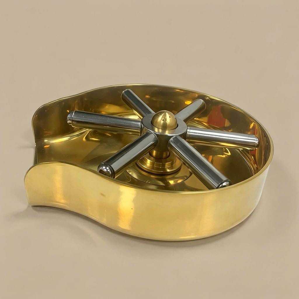 Modern Brass Glass Rinser, Stainless Steel Spinner Handle – alternate angle