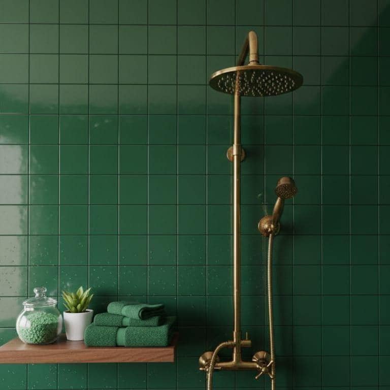 Unlacquered Brass Shower System – close-up of the finish
