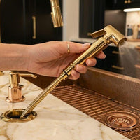 Unlacquered Brass Kitchen Side Sprayer, Solid Sink Sprayer with Trigger Handle