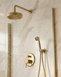 Unlacquered Brass Shower System, Wall Mount Rain Head, Handheld Sprayer, Vintage Bathroom Tub Fixture