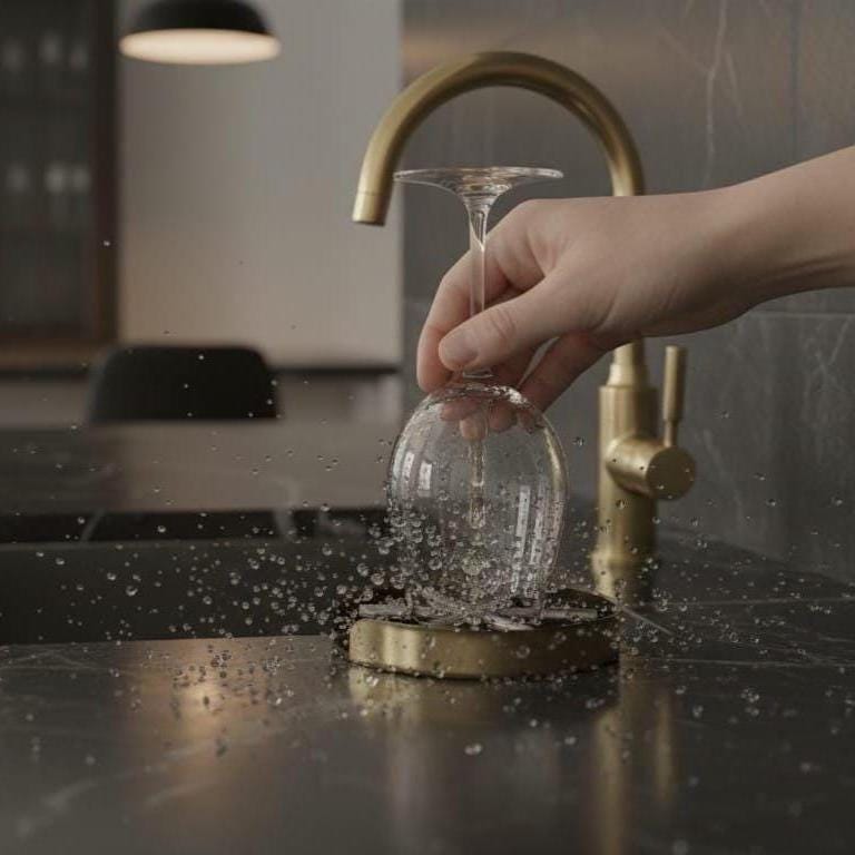 Unlacquered Brass Glass Rinser, Modern Gold Bar Accessory