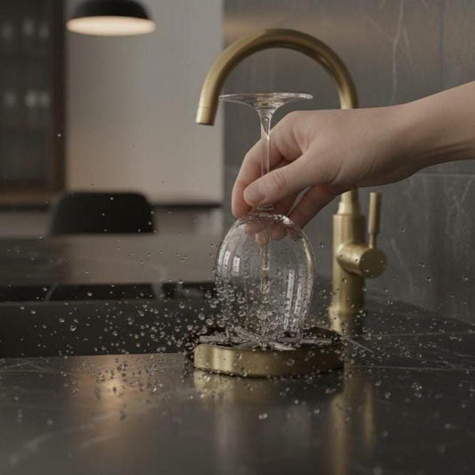 Unlacquered Brass Glass Rinser, Modern Gold Bar Accessory