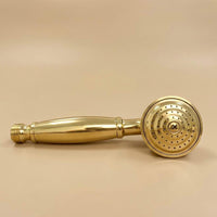 Polished Brass Handheld Shower Head – Vintage Gold Sprayer, Ergonomic Bathroom Wand