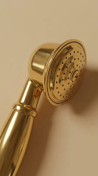 Polished Brass Handheld Shower Head – Vintage Gold Sprayer, Ergonomic Bathroom Wand