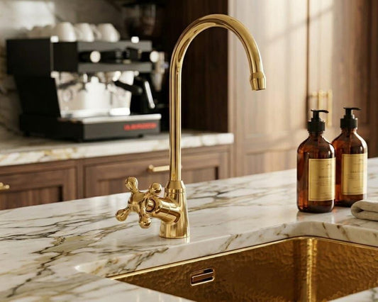 Unlacquered Brass Vintage Cold Water Faucet – detail view